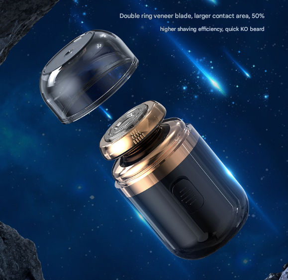 White Portable Mini Electric Shaver for Men - USB Fast-Charge Travel Razor with Washable Head & Nose Trimmer Attachment