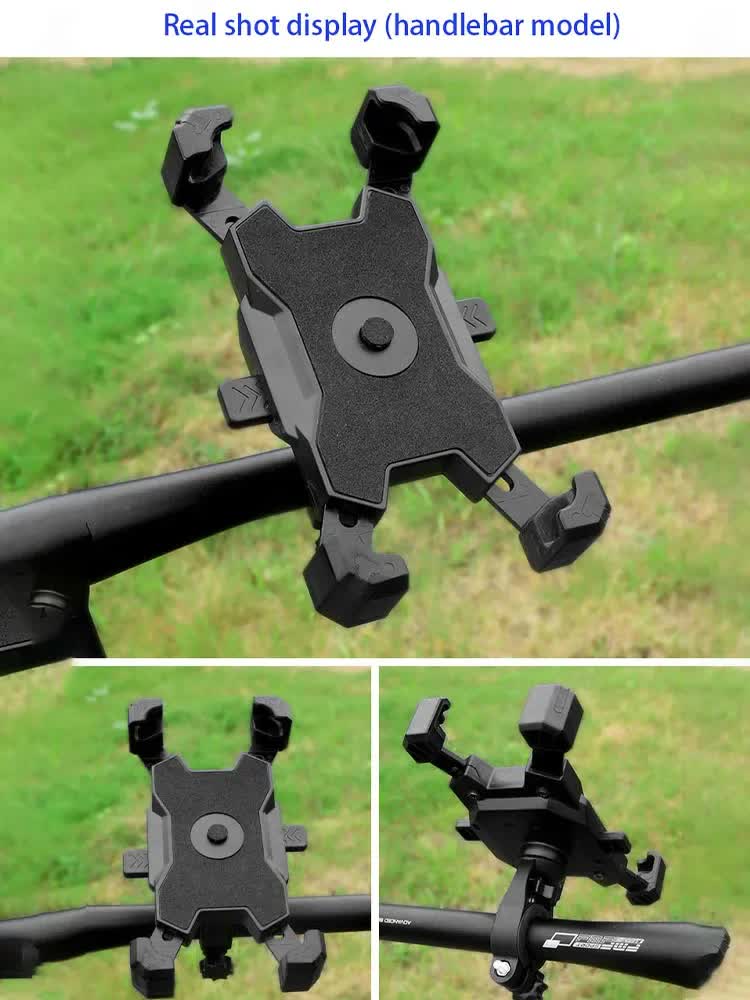 Black Secure Grip Bike Phone Mount - Adjustable 360 Rotation Bicycle Handlebar Holder, Universal Cra