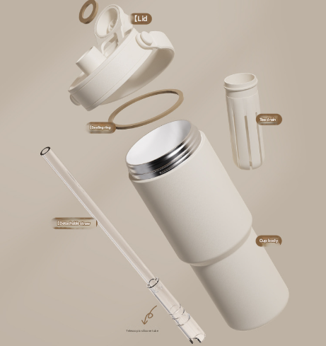 Silver - Baby 3 30oz Ceramic-Lined Insulated Tumbler with Handle, 735ml Stainless Steel Travel Mug