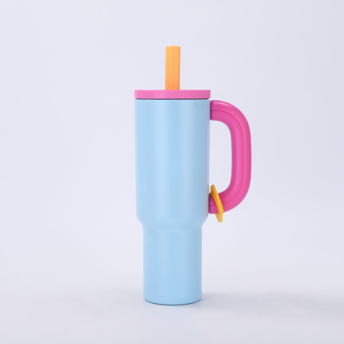 Blue 40oz Macron Stainless Steel Insulated Tumbler with Handle and Straw - 14.8 x 10.5 x 28 cm Large Capacity Car-Friendly Travel Mug