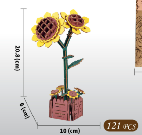 Sunflower DIY 3D Wooden Flower Puzzle Toy - Educational Kids' Assembly Set
