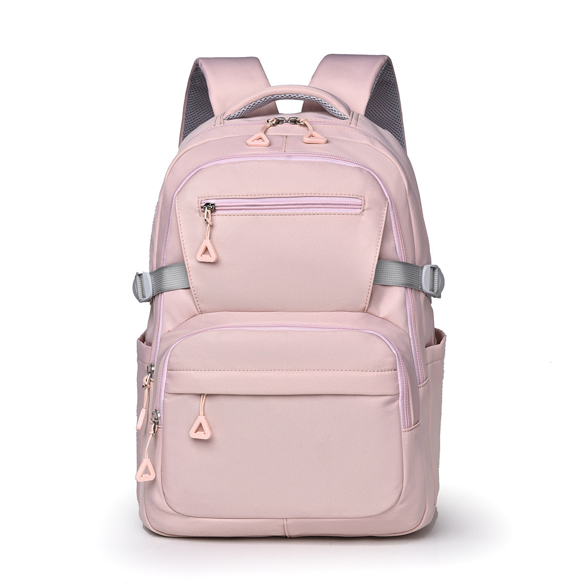 Pink Trendy Korean-Style Large-Capacity Backpack for Women - 14" Laptop Travel Bag