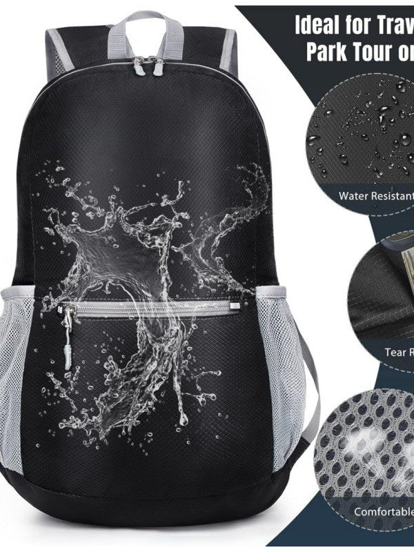 Black Ultra-Light Foldable Outdoor Backpack - Portable Travel Hiking Bag