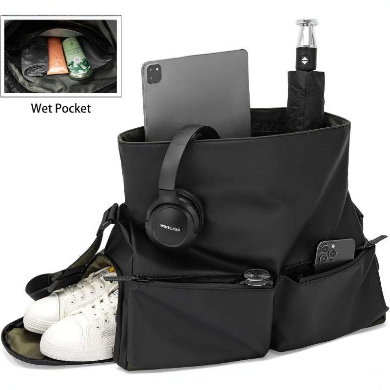 Multifunctional Travel Bag with Dry-Wet Separation - Fitness Business Crossbody, Black