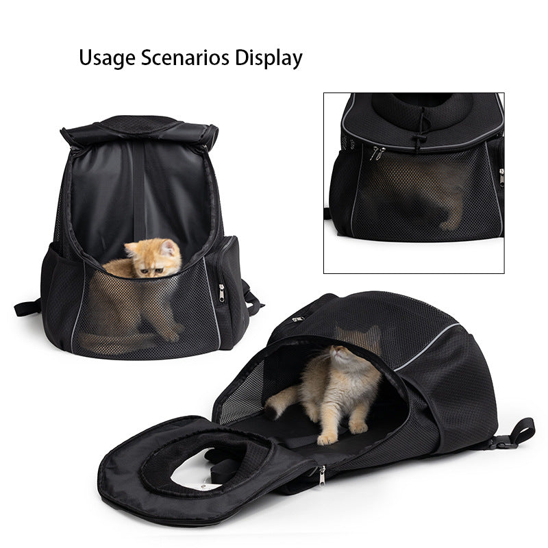 Ventilated Adjustable Pet Backpack - Carrier for Small to Medium Dogs and Large Cats, Purple