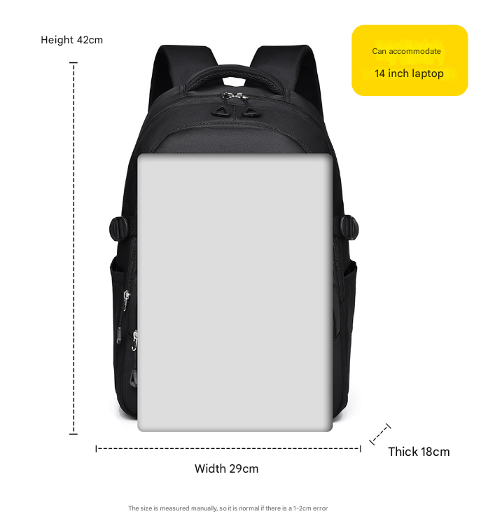 Grey Trendy Korean-Style Large-Capacity Backpack for Women - 14 Laptop Travel Bag