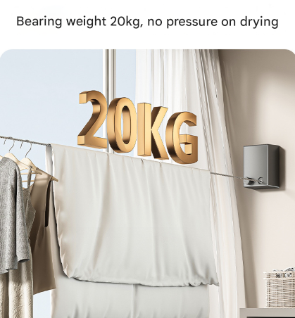 Grey Retractable Stainless Steel Clothesline - 4.2m Indoor and Outdoor Drying Solution