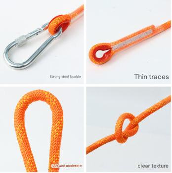 Orange 10mm Double Hook Climbing Rope Set - 20m Durable Outdoor Safety Rescue Cord
