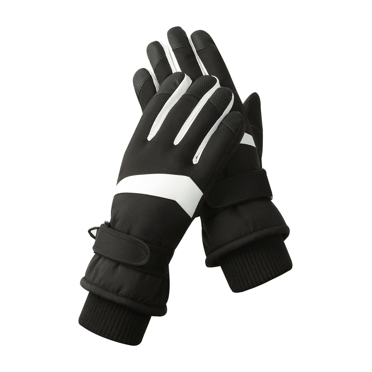 Women's Black-white Color Combination Top-Rated Waterproof Touchscreen Ski Gloves - Fleece-Lined for Men & Women