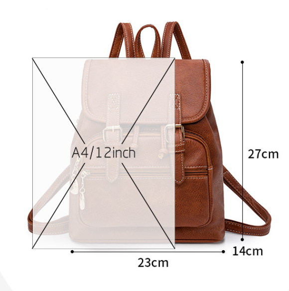 Coffee Stylish PU Leather Backpack for Women - Compact Travel Companion