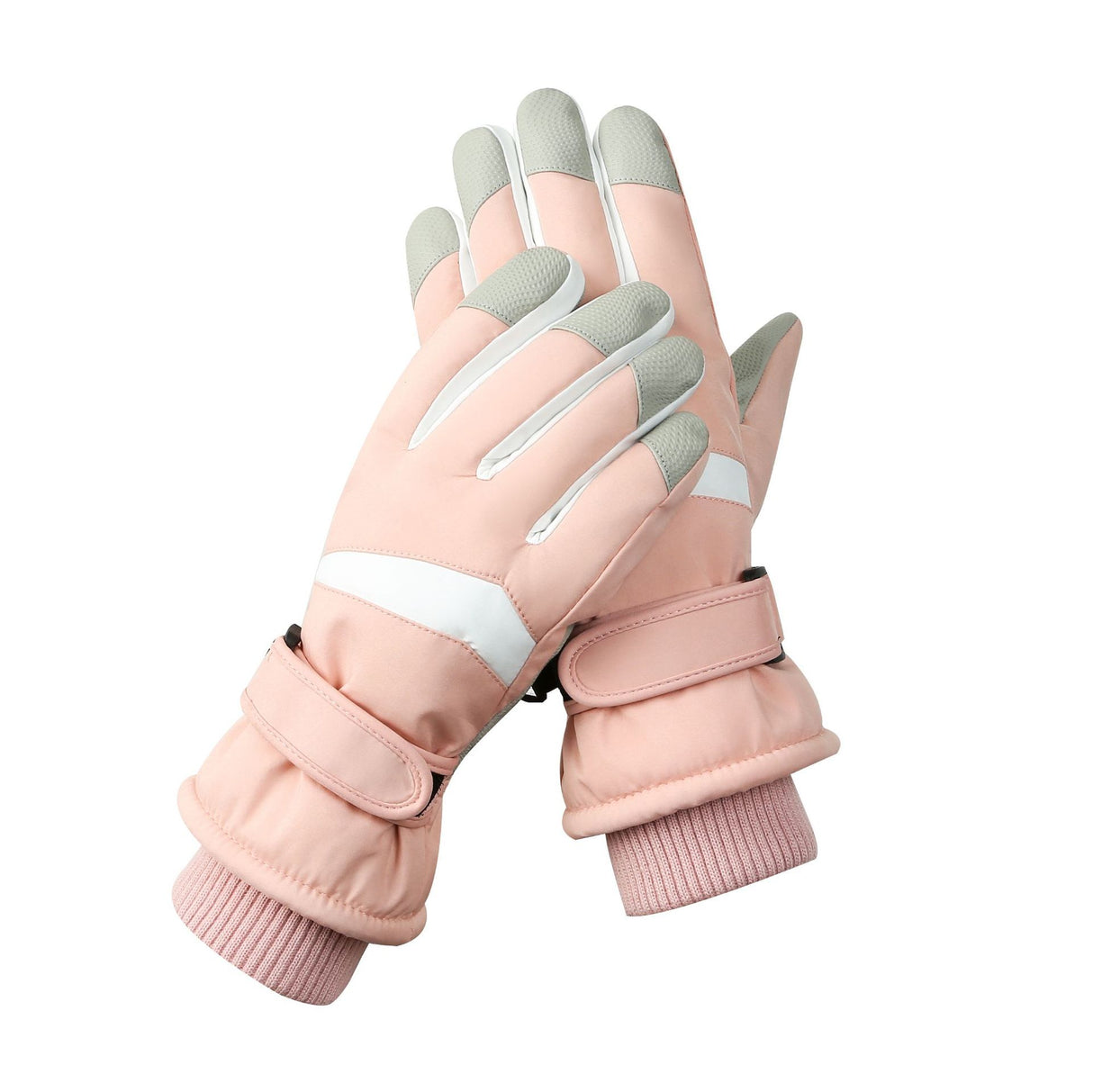 Women's Pink-white Color Combination Top-Rated Waterproof Touchscreen Ski Gloves - Fleece-Lined for Men & Women