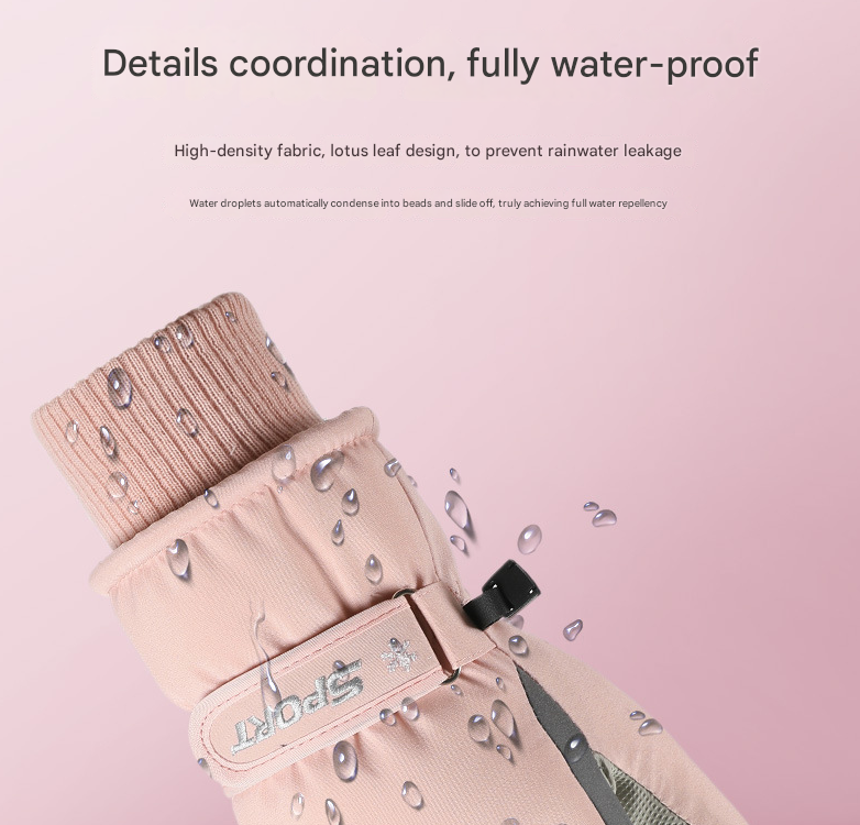 Women's Pink-white Color Combination Top-Rated Waterproof Touchscreen Ski Gloves - Fleece-Lined for Men & Women