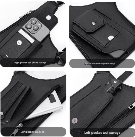 Balck Tactical Underarm Shoulder Holster Bag - Anti-Theft Double Pouch Vest Pack for Men