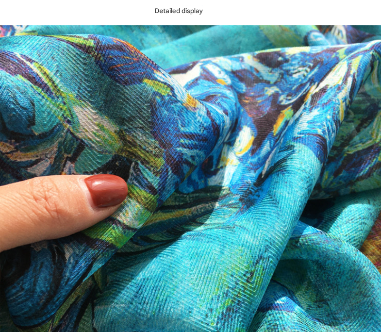 Starry Night Elegant Artistry Shawl - Large 130cm Square Scarf with Oil Painting Print & Hand-Rolled Hem