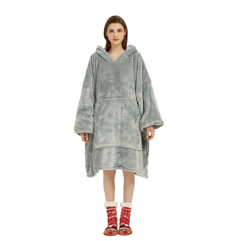 Silver Grey Oversized Wearable Blanket Hoodie - Ultra Soft & Cozy Snuggle Pullover for Adults