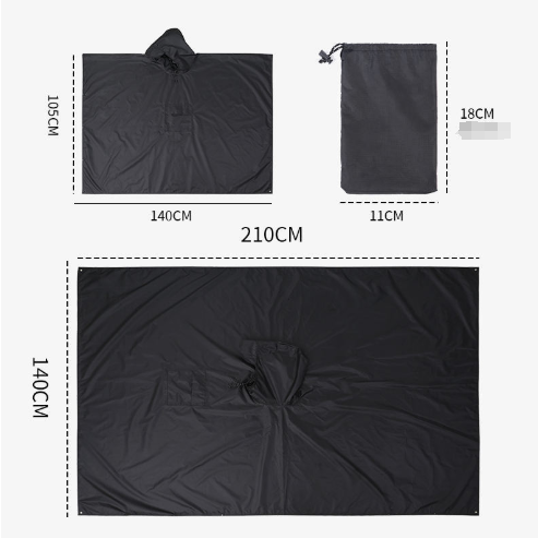 Orange 3-in-1 Waterproof Rain Poncho - Lightweight Hooded Raincoat, Ground Tarp & Emergency Shelter for Hiking, Camping, and Outdoor Survival