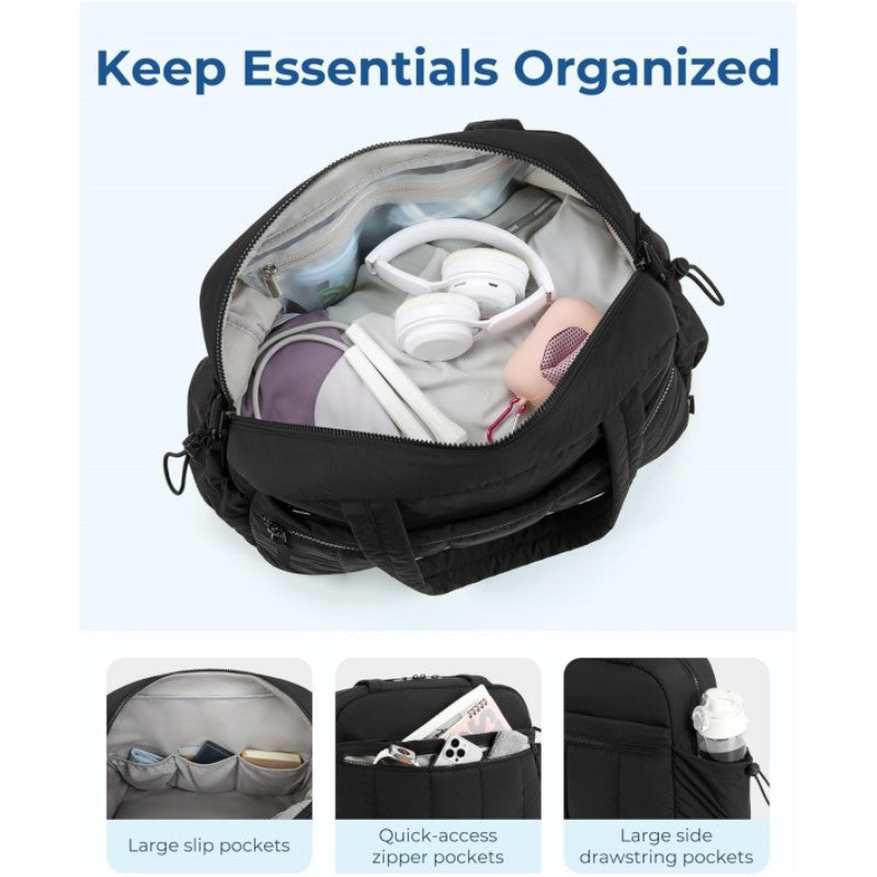 Beige Spacious Travel Duffel Bag - Large Capacity Sports & Fitness Tote with Toiletry Bag, Compartments & Single Shoulder Strap