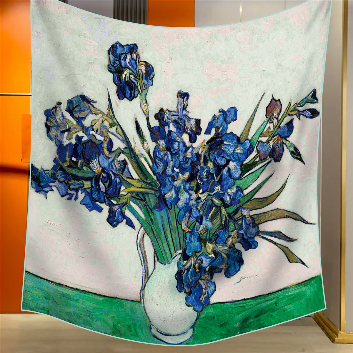 Still Life With Warblers Elegant Artistry Shawl - Large 130cm Square Scarf with Oil Painting Print & Hand-Rolled Hem
