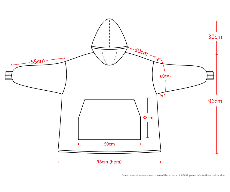 Pink Pattern Oversized Wearable Blanket Hoodie - Ultra Soft & Cozy Snuggle Pullover for Adults