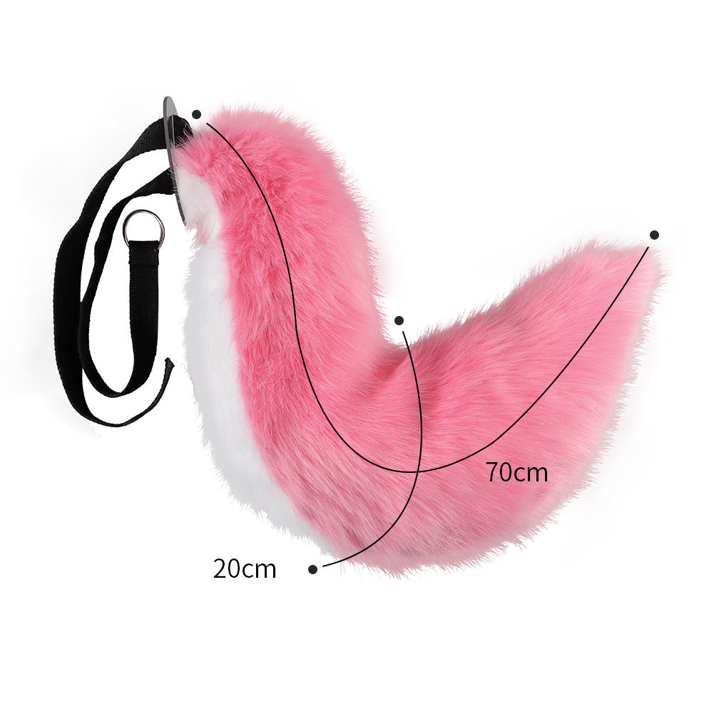 Black Plush Faux Fur Fox Ears Headband and Tail Set - Realistic Animal Costume for Cosplay & Parties
