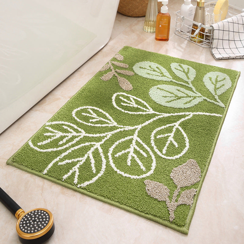 Green Leaves Bathroom Mat - Super Absorbent Non-Slip Rug (40x60cm), Toilet Floor Mat for Bathroom/Bedroom/Entryway