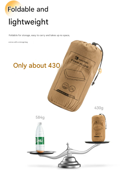 Grey Ergonomic Memory Foam Travel Pillow for Neck Support - Portable & Compact for Camping, Flights, and Napping