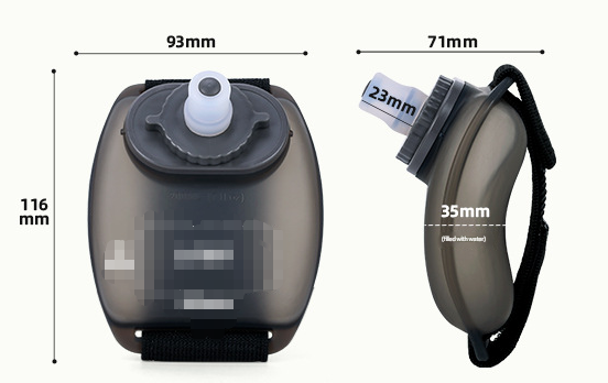 2-Pices Transparent Color Ergonomic Wearable Hydration Flask - Hands-Free Wrist Water Bottle for Running & Sports