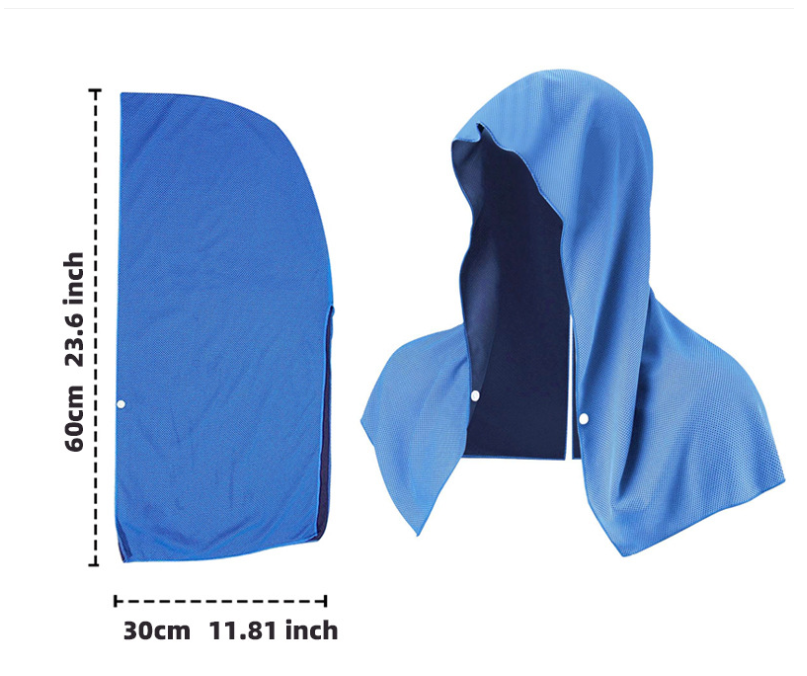 Green 5-Pack Instant Cooling Towel Set - UPF Sun Protection Hooded Ice Towels for Sports & Outdoor Activities