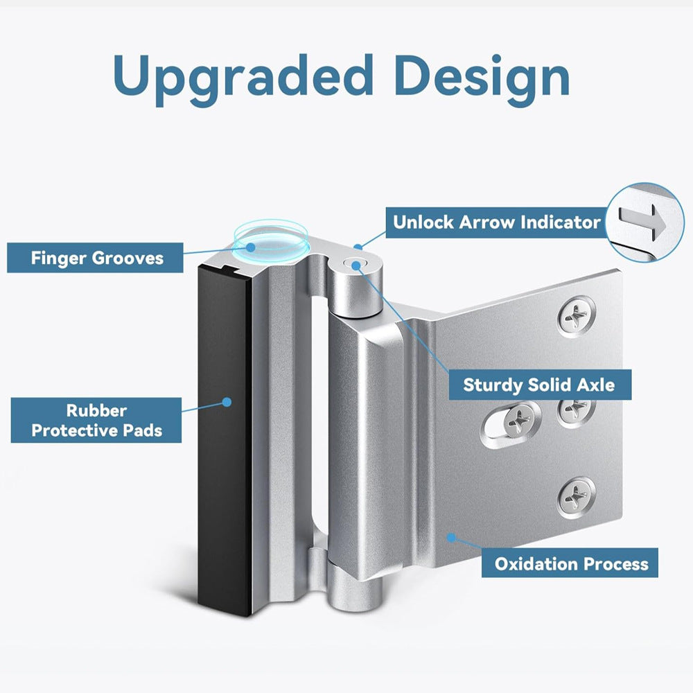 Black Heavy-Duty Hotel Style Security Door Lock - Childproof Door Reinforcement Latch for Home Safety