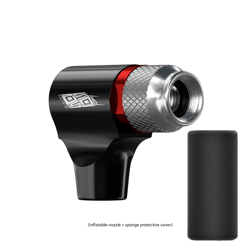 Black Portable CO2 Bike Tire Inflator with Nozzle - Quick Inflation for Road and Mountain Bikes