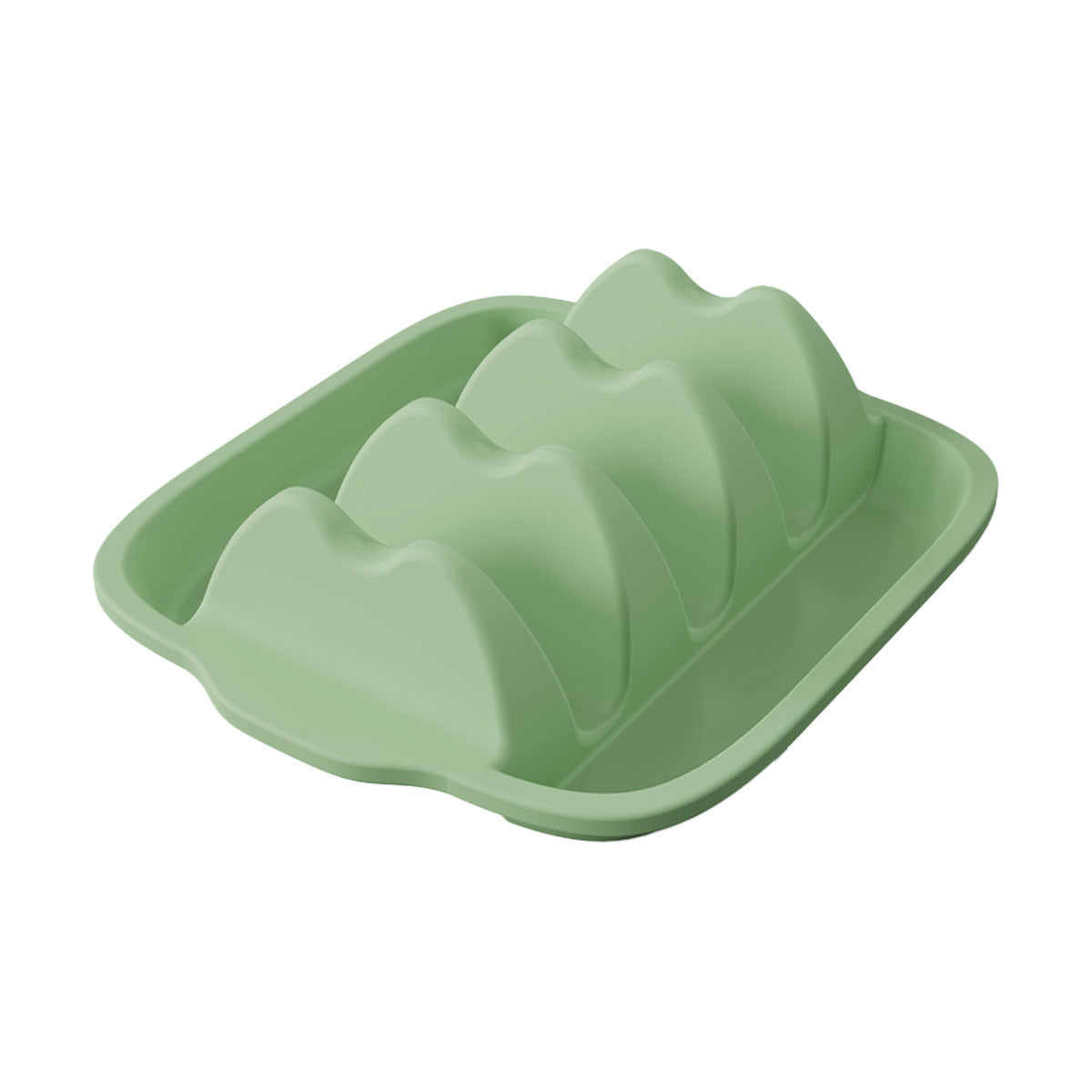 Green Silicone Taco Holder Tray - Creative Non-Slip Corn Taco Serving Rack with 4 Compartments