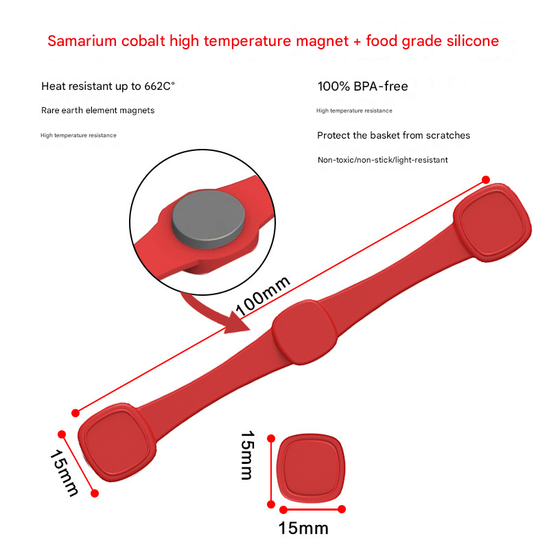 4piece Black small flower Magnetic Silicone Clips - Food-Grade High-Temperature Air Fryer Paper Liner Holders