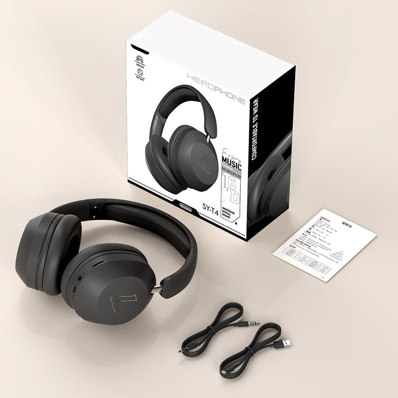 Black SY-T4 luetooth Music Headset - New Wireless Over-Ear Headphones with Long Battery Life for Sports and Universal Phone Compatibility