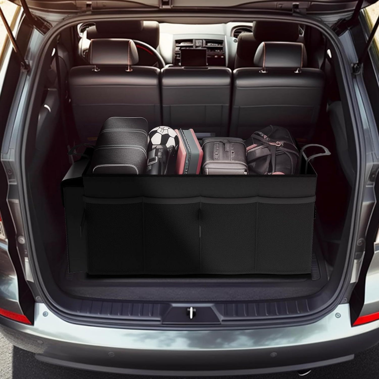 Grey Car Trunk Storage Box - Foldable Organizer
