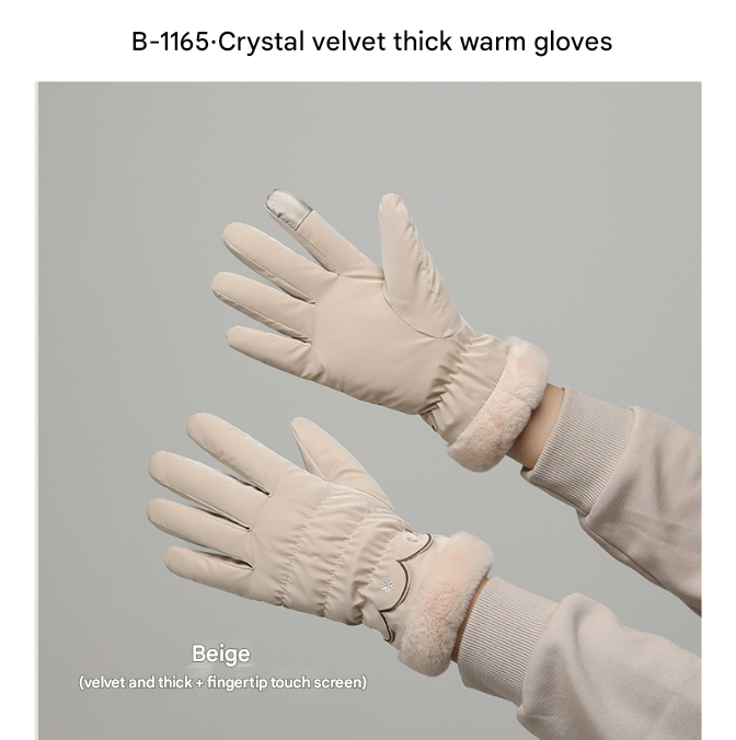Light Green Elegant Women's Thermal Winter Gloves - Waterproof & Windproof Touchscreen Gloves with Faux Fur Cuff