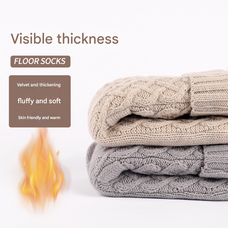 Black Women's Cozy Cable Knit Slipper Socks - Plush Fleece Lined Thermal Socks with Non-Slip Grips