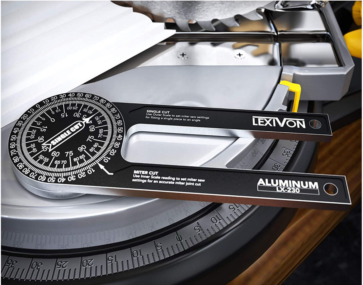 Red Precision 360-Degree Miter Saw Protractor - Aluminum Alloy Angle Finder for Woodworking & Carpentry