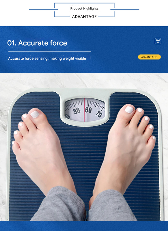 Blue Classic Mechanical Bathroom Scale - Battery-Free Analog Body Weight Scale with Non-Slip Platform