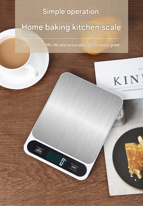 White Slim Digital Kitchen Scale - High Precision Stainless Steel Food Scale for Baking & Cooking(15kg)