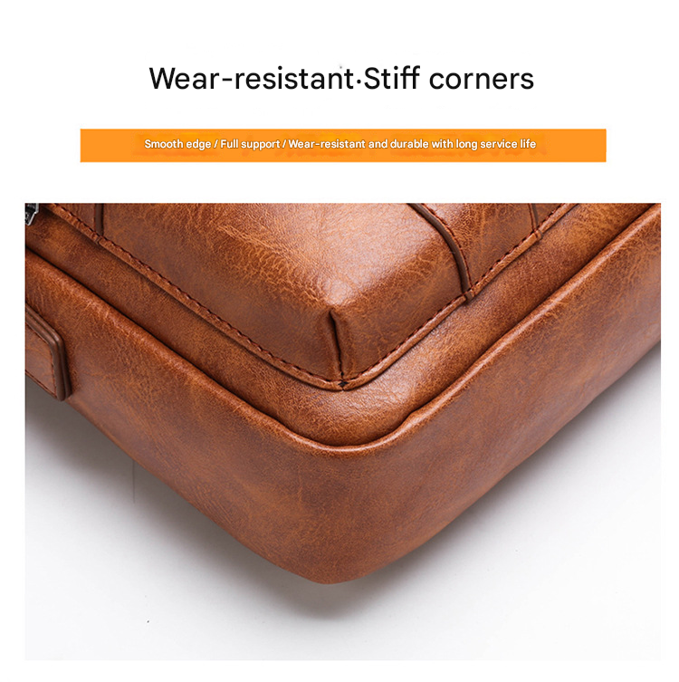 Light Brown Men's Vintage Crossbody Bag - PU Leather Business Casual Shoulder Messenger Bag for iPad