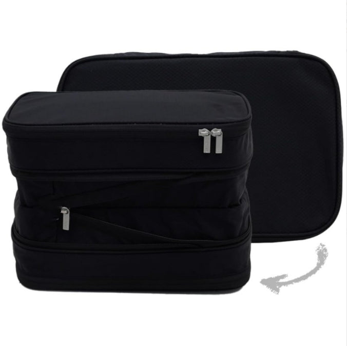 Black Durable Double-Zipper Expandable Water-Resistant Thick and Thin Clothing Storage Bag - Size 40*30*15CM