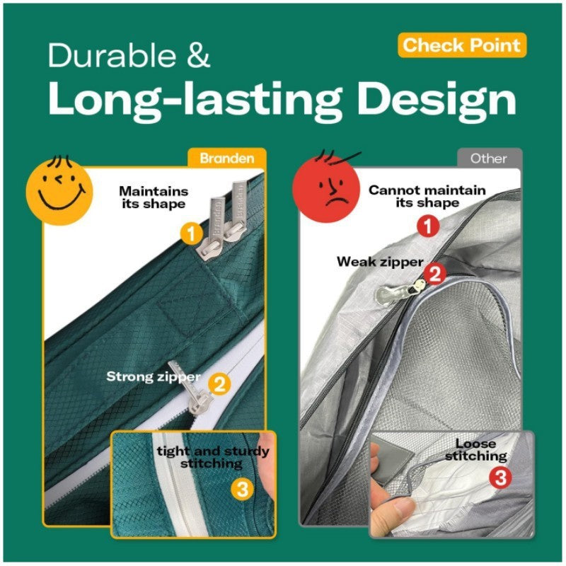 Black Durable Double-Zipper Expandable Water-Resistant Thick and Thin Clothing Storage Bag - Size 40*30*15CM