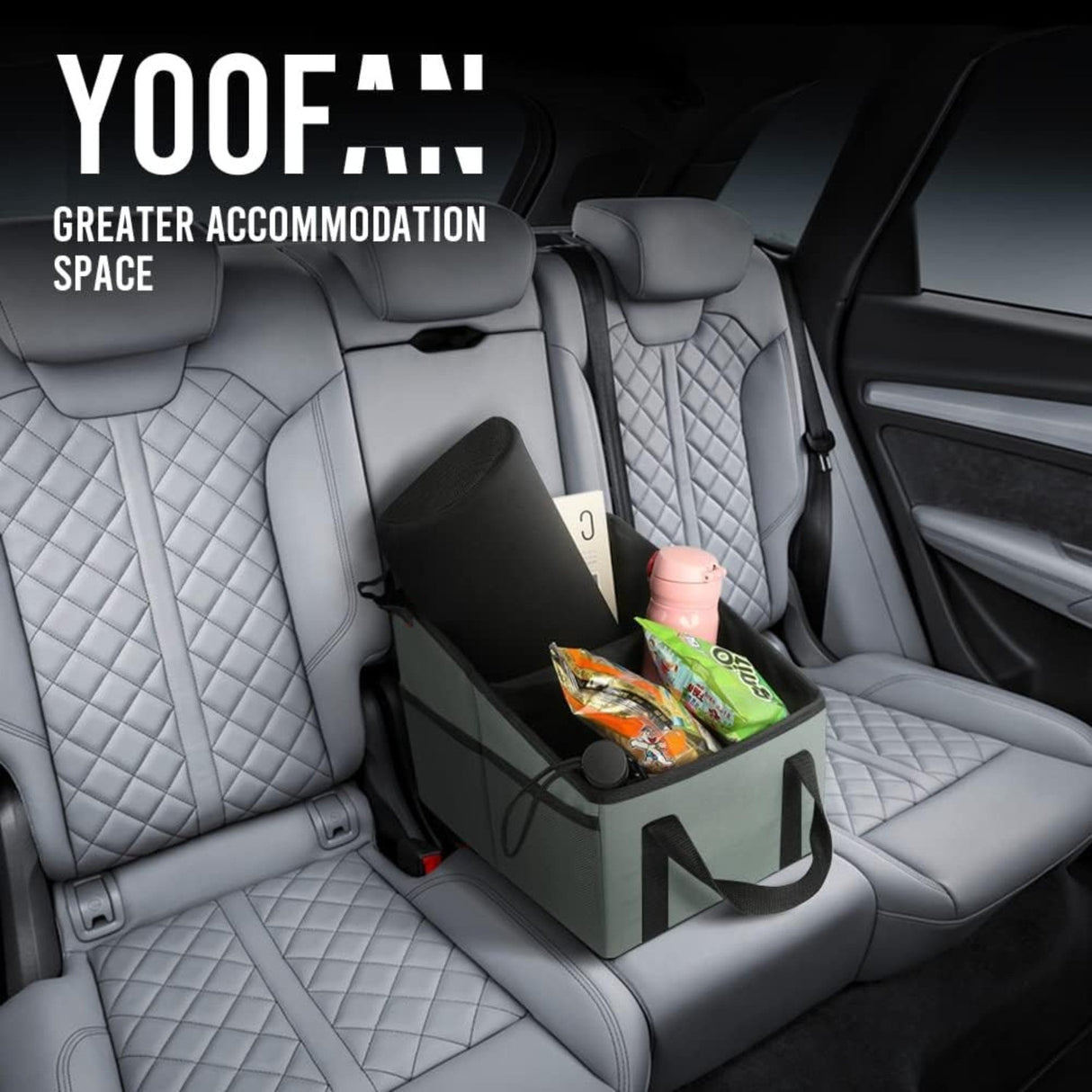 3-piece Black Car Trunk Storage Box - Large Capacity Oxford Cloth Foldable Car Seat Organizer