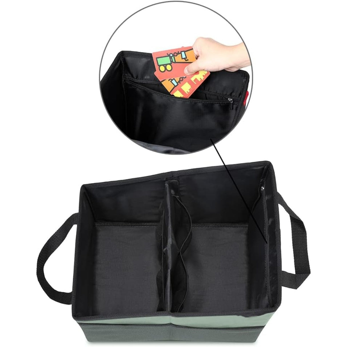 3-piece Black Car Trunk Storage Box - Large Capacity Oxford Cloth Foldable Car Seat Organizer