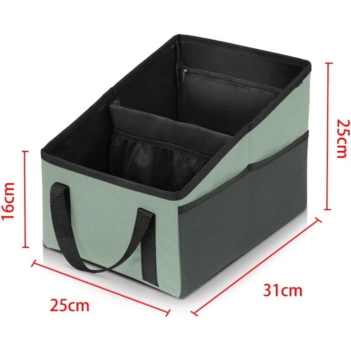 3-piece Green Car Trunk Storage Box - Large Capacity Oxford Cloth Foldable Car Seat Organizer