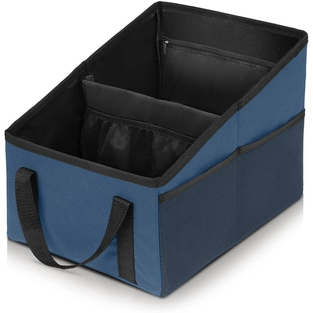 3-piece Blue Car Trunk Storage Box - Large Capacity Oxford Cloth Foldable Car Seat Organizer