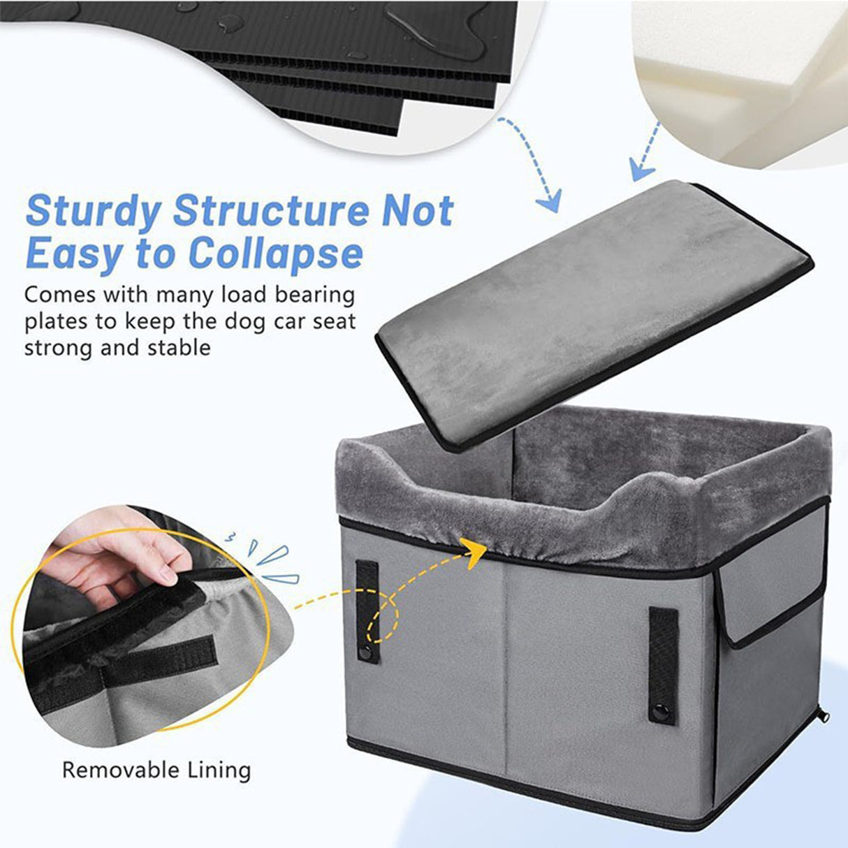 Black Car Pet Pad - Portable Dog Booster Seat for Safe and Comfortable Travel