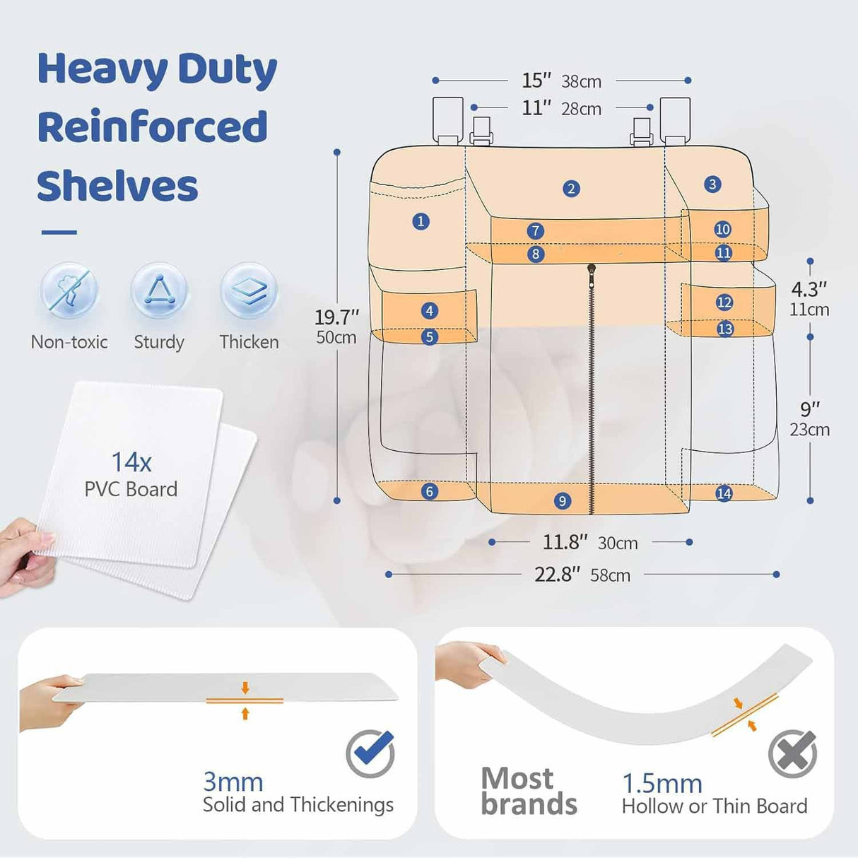 Dark grey Foldable Baby Crib Storage Hanging Bag - Large Capacity Organizer for Cribs and Changing Tables