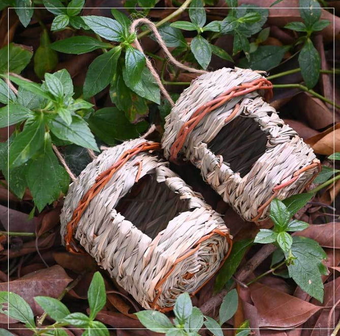 3-Piece Handcrafted Natural Grass Bird Nest - Eco-Friendly Pet Garden Decor(14*10cm)