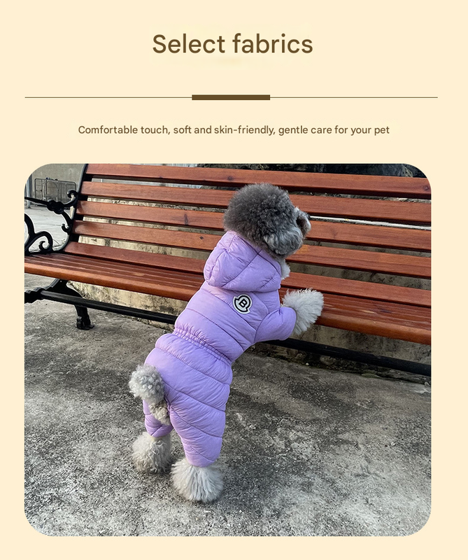 Red Warm Puffer Dog Coat - Waterproof Four-Legged Winter Jumpsuit for Small Dogs